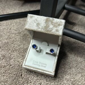 Nanette Lepore Royal Blue Cubic Zirconia Sterling Silver Stud Earrings